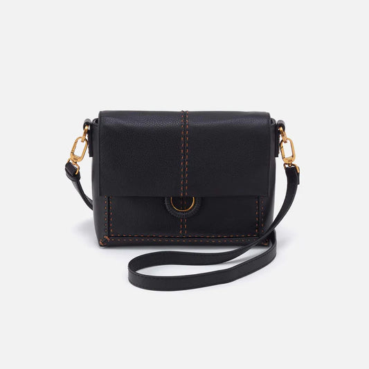 Austin Flap Crossbody in Pebbled Leather - Black