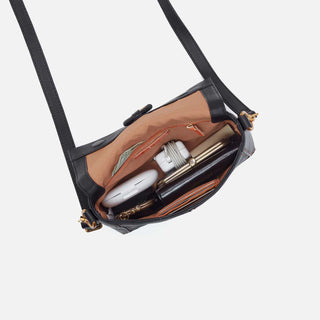Austin Flap Crossbody in Pebbled Leather - Black