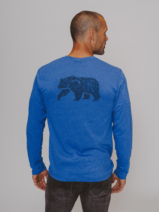 Worn in Bear Long Sleeve T-Shirt - Blue