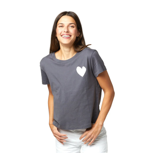 The Suke Tee Contrast Imperfect Heart - Faded Carbon