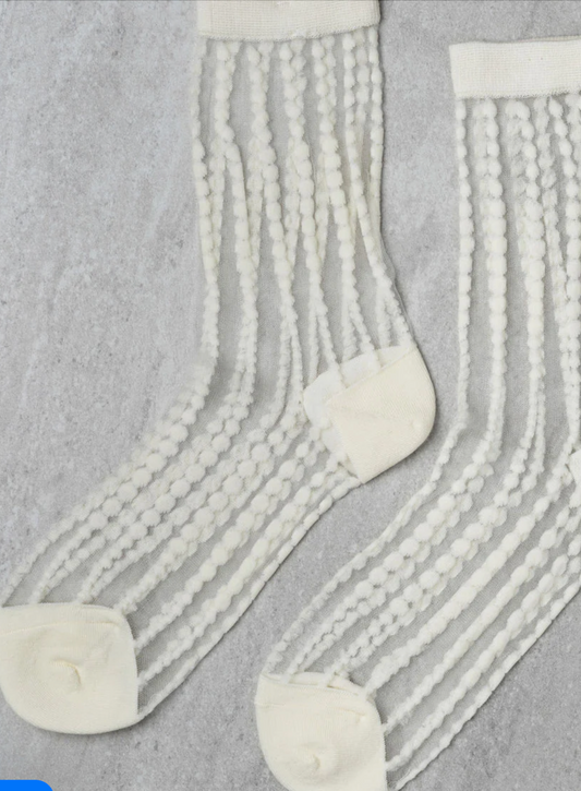 Sheer Bubble Socks in Ivory