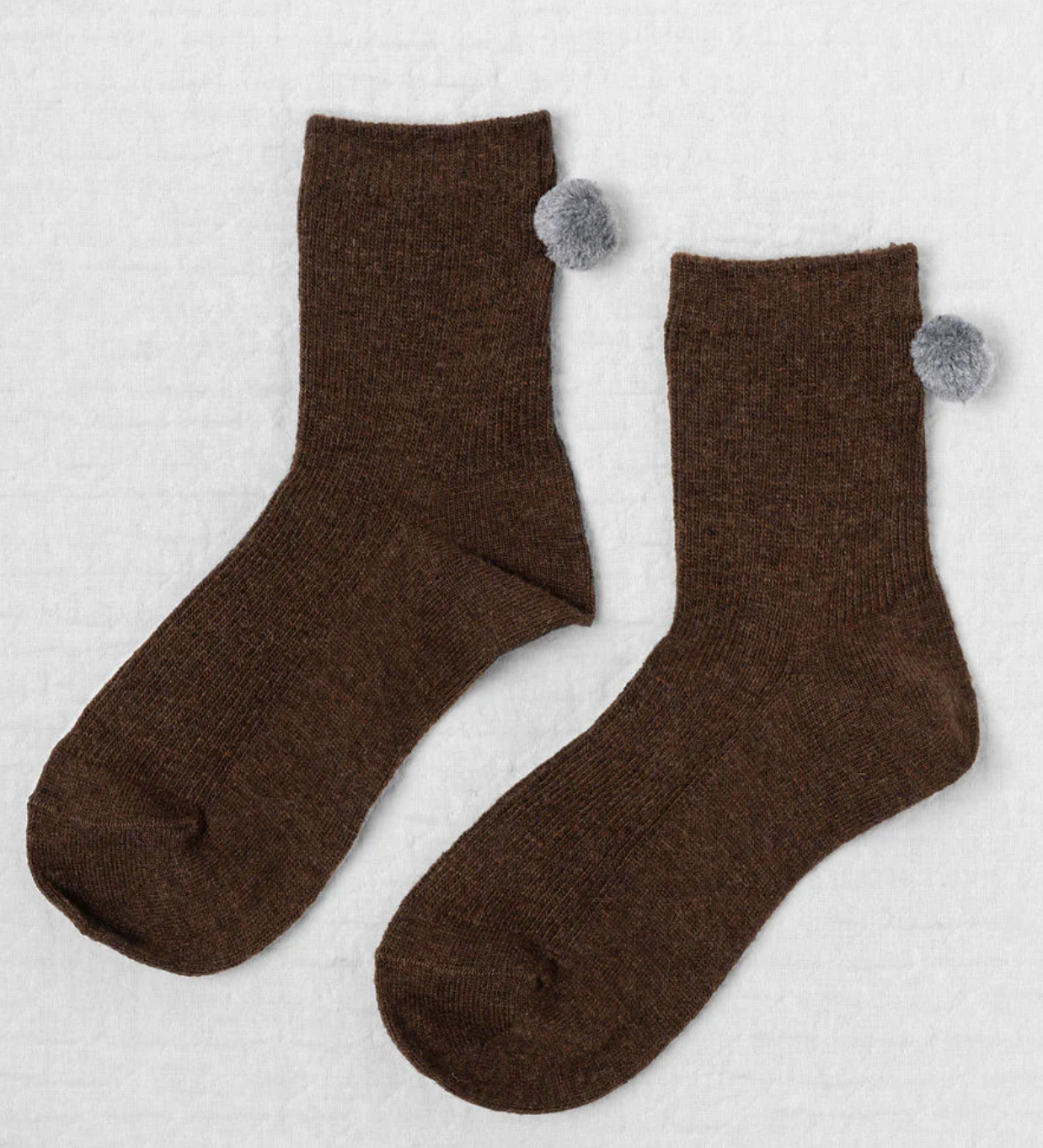 Winter Pom Pom Socks in Chestnut