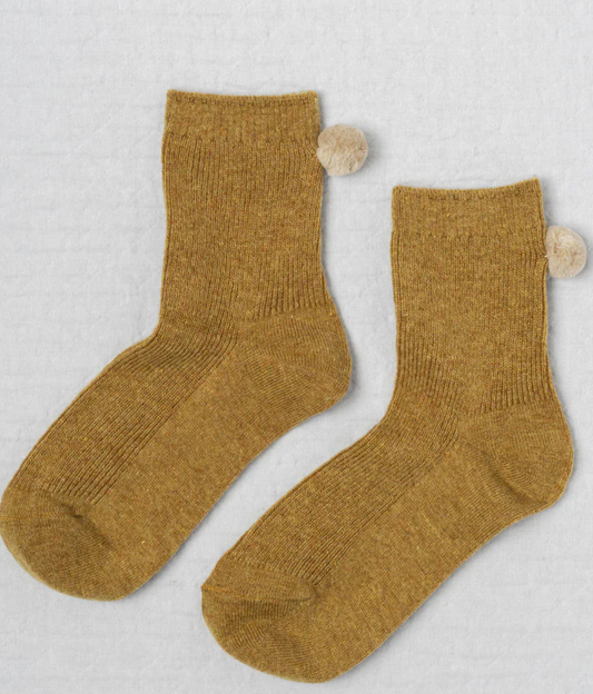 Winter Pom Pom Socks in Ginger