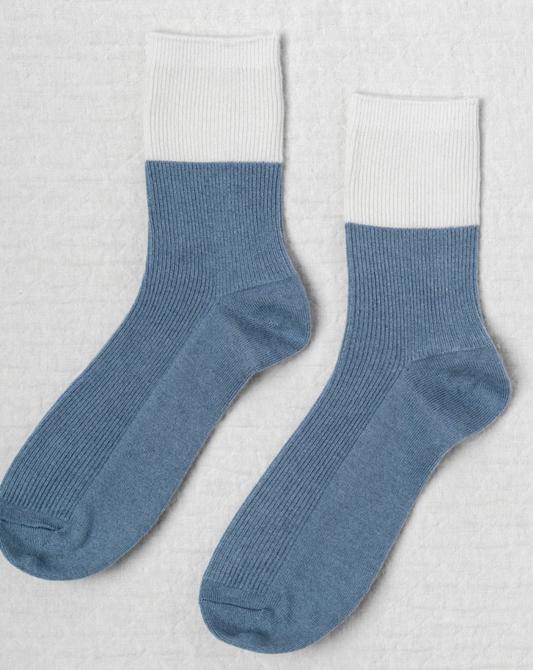Chalet Socks in Denim/Ivory
