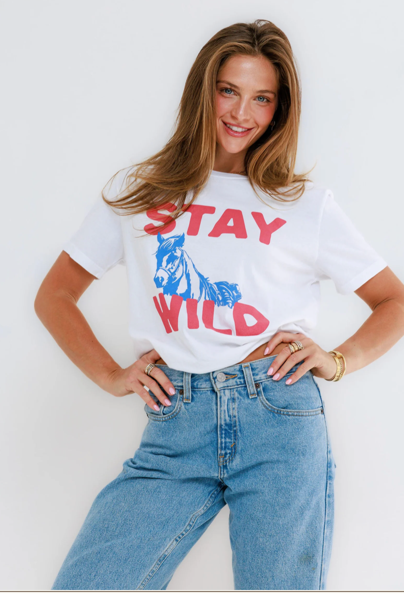 Stay Wild Horse Everyday Tee - White