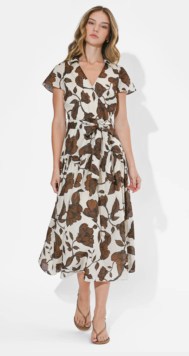 Taylor Flowy Wrap Midi Dress