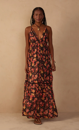 Black Encontro Lurex V Neck Maxi Dress