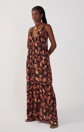 Black Encontro Lurex V Neck Maxi Dress