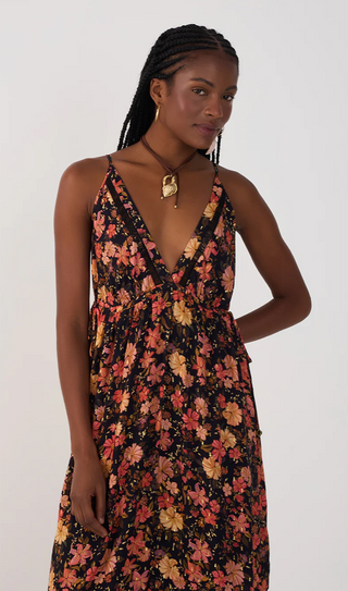 Black Encontro Lurex V Neck Maxi Dress