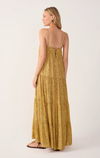 Yellow Gotas Smocked Tiered Maxi Dress