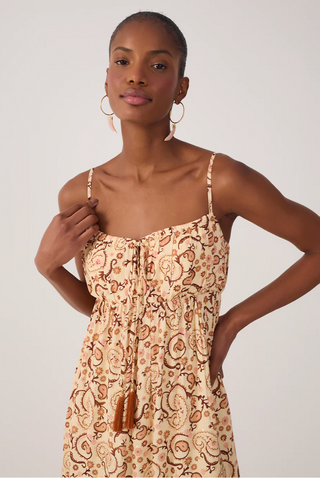 Beige Suspiro Ruchedd Lurex Maxi Dress in Beige Whisper