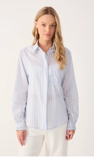 Blue Lurex Striped Long Sleeve Shirt