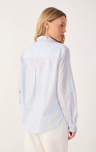Blue Lurex Striped Long Sleeve Shirt