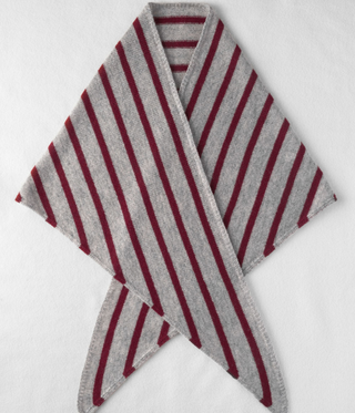 Cashmere Kerchief in Cranberry & Pebble Stripe
