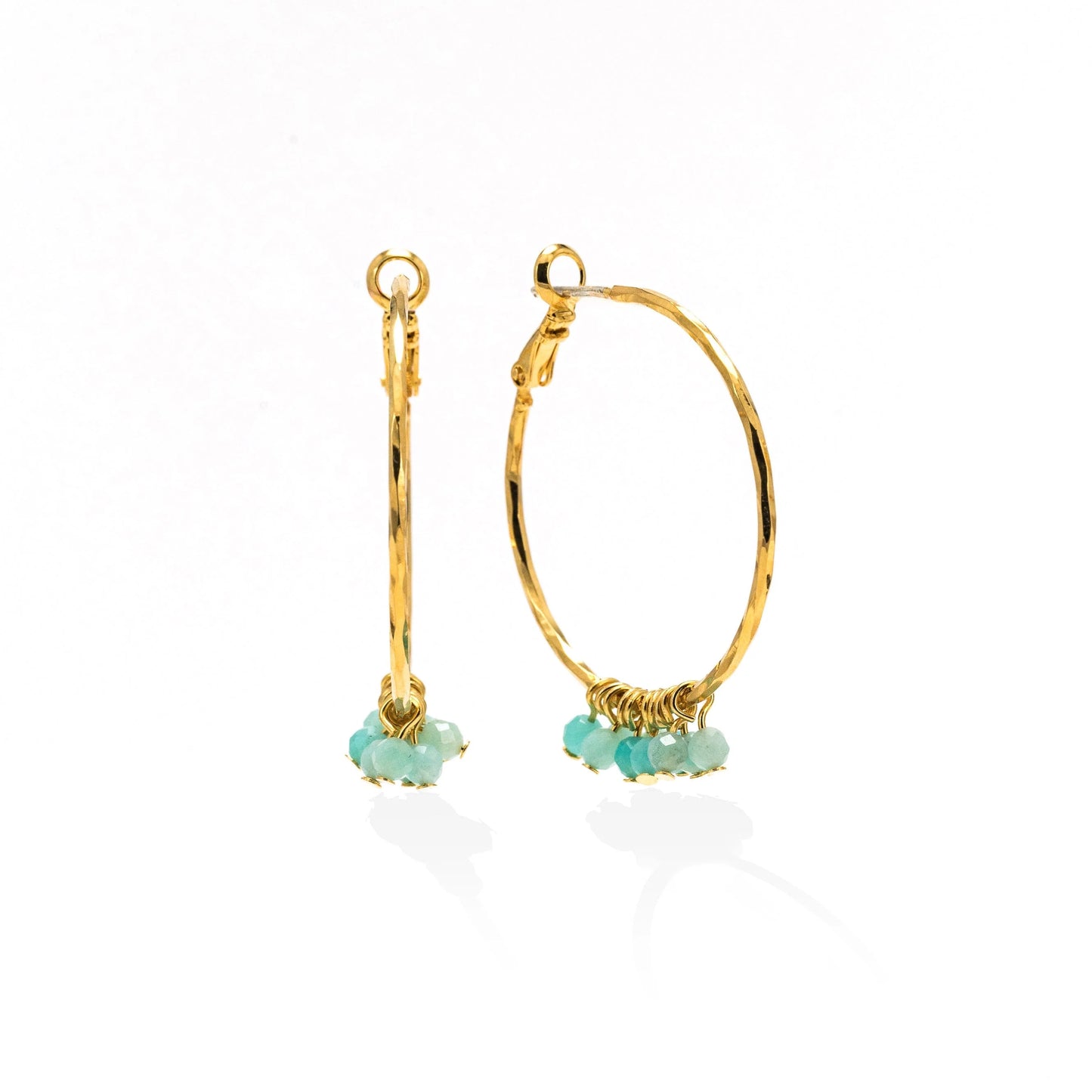 Sorrento Gemstone Beaded Hoop Earrings - Amazonite