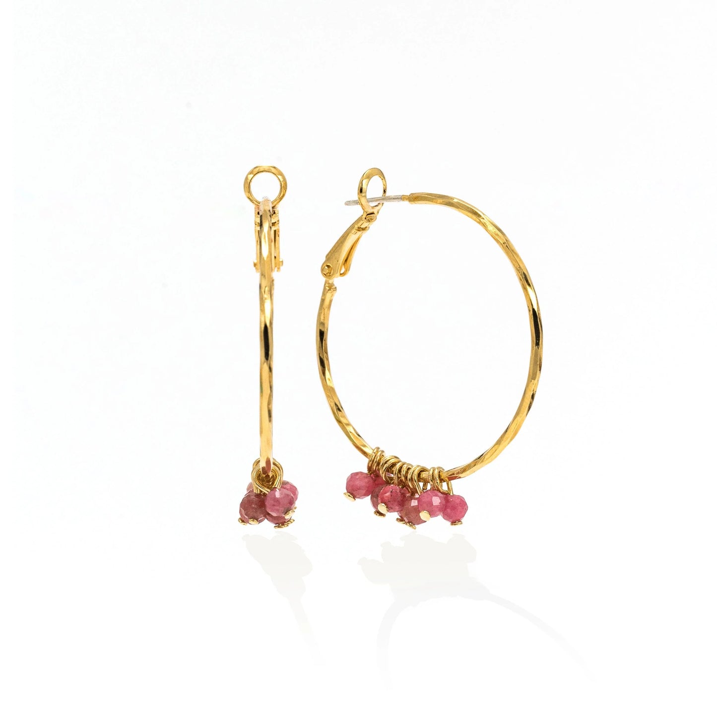 Sorrento Gemstone Beaded Hoops Brazil Rhodonite