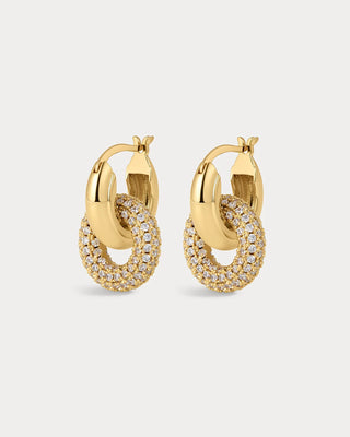 The Pave Interlock Hoops - Gold