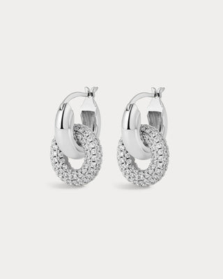 The Pave Interlock Hoops - Silver