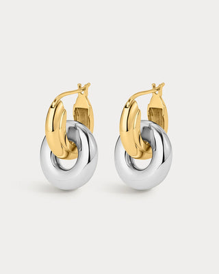 Two-tone Interlock Hoops - Gold