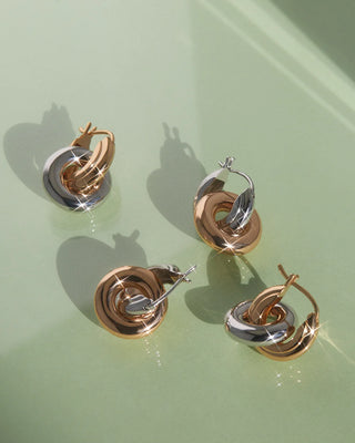 Two-tone Interlock Hoops - Gold