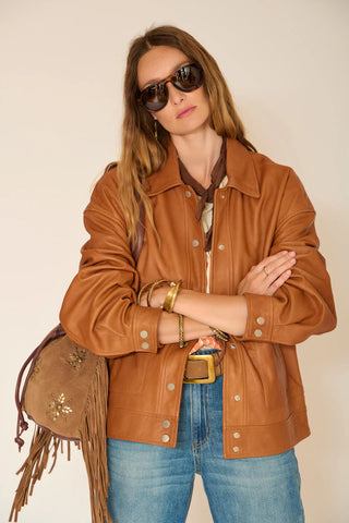 Viato Cognac Leather Jacket