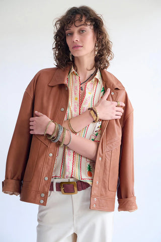 Viato Cognac Leather Jacket