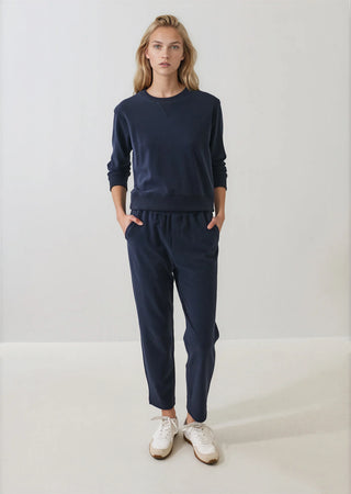 Brushed Pima Cotton Sweatshirt in Dark Navy