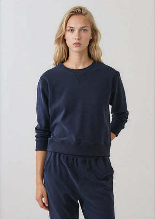 Brushed Pima Cotton Sweatshirt in Dark Navy