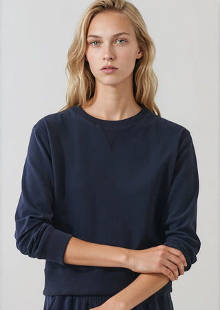 Brushed Pima Cotton Sweatshirt in Dark Navy