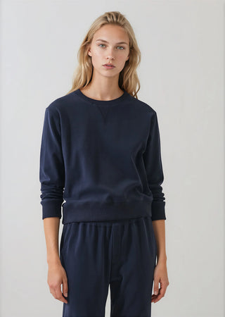 Brushed Pima Cotton Sweatshirt in Dark Navy