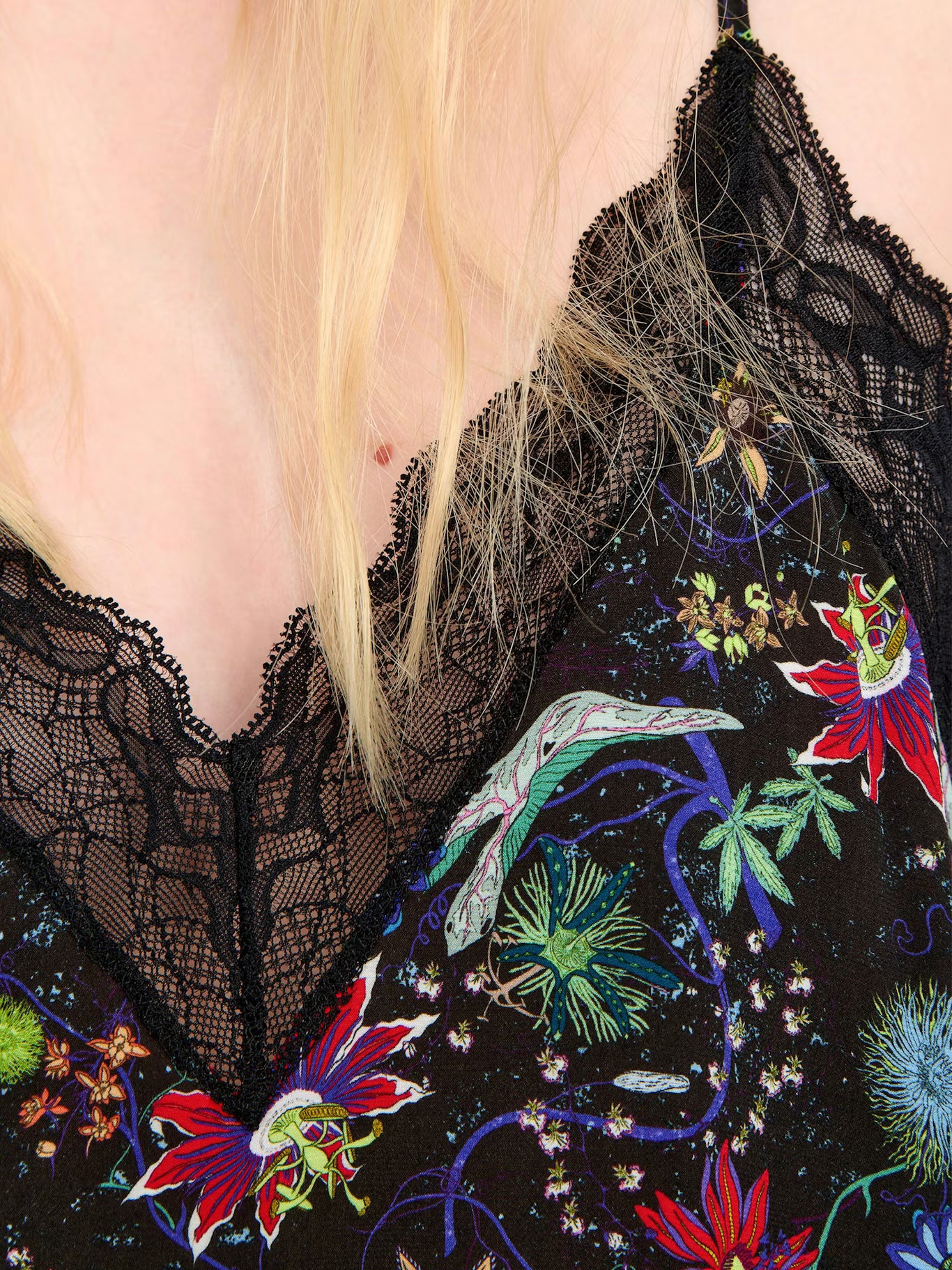 Christy Navy Silk Caraco With Lace