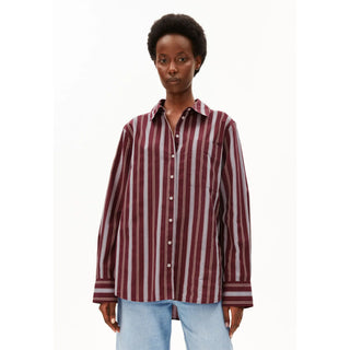 Stripe Loose Shirt - Velvet Red- Amberwood