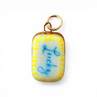 “Lucky” Yellow Rectangle Charm