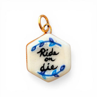 Black & Blue ‘Ride or Die” Hexagon Charm