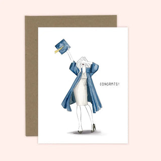 Congrats Grad! - Graduation Girl Greeting Card - Kraft