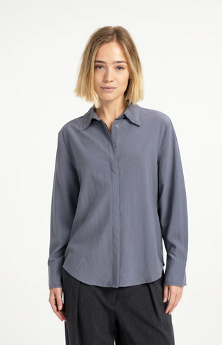 Blouse With Collar Detail in Arctic Seal Grey