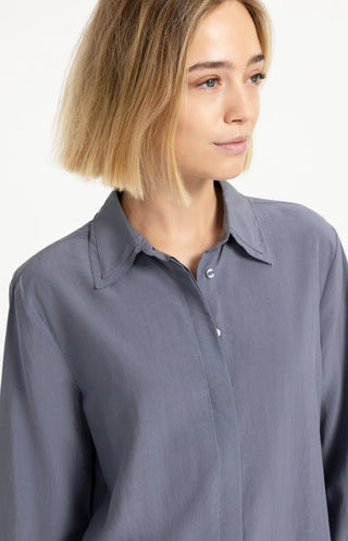 Blouse With Collar Detail in Arctic Seal Grey