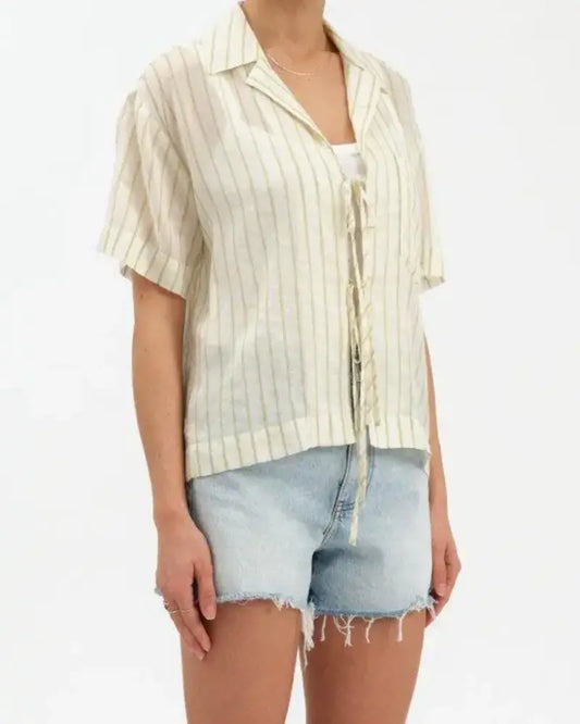 Buttercup Tie Front Shirt in Sunnyside Stripe