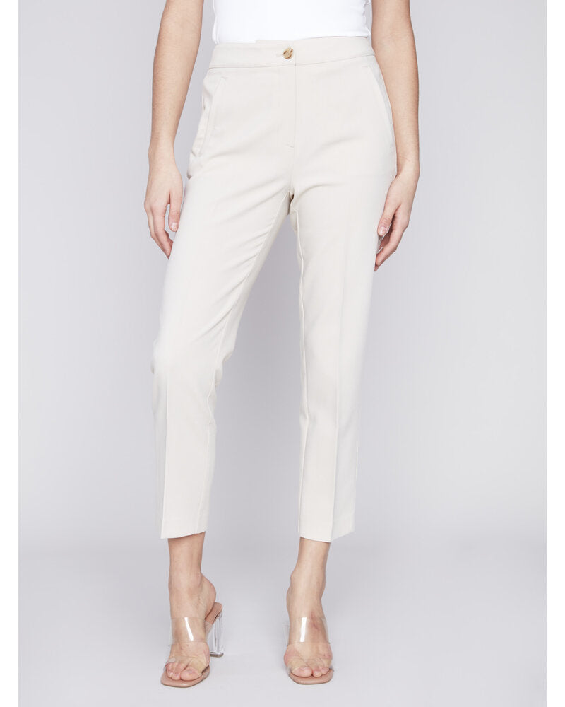 Solid Cropped Pants with Welt Pockets