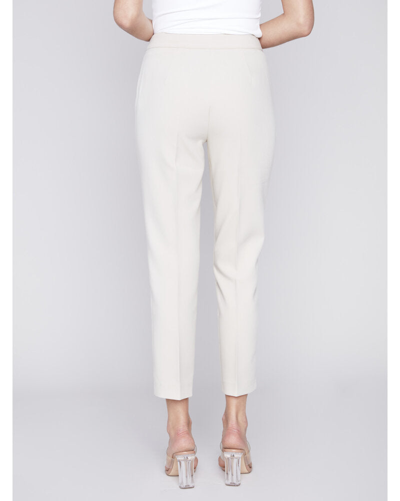 Solid Cropped Pants with Welt Pockets