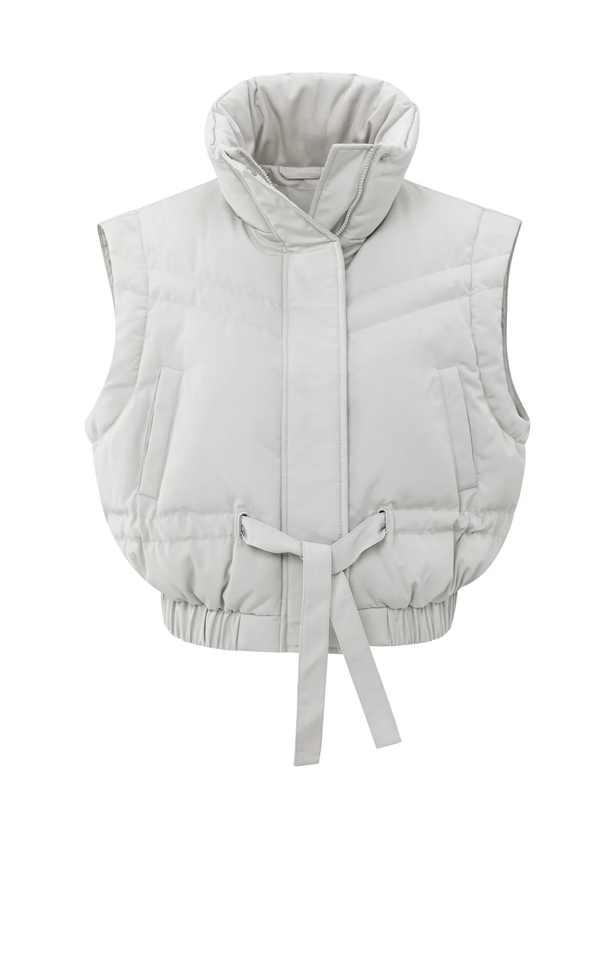 Oversized Crop Nylon Jacket with Detachable Sleeves - Cloud Grey