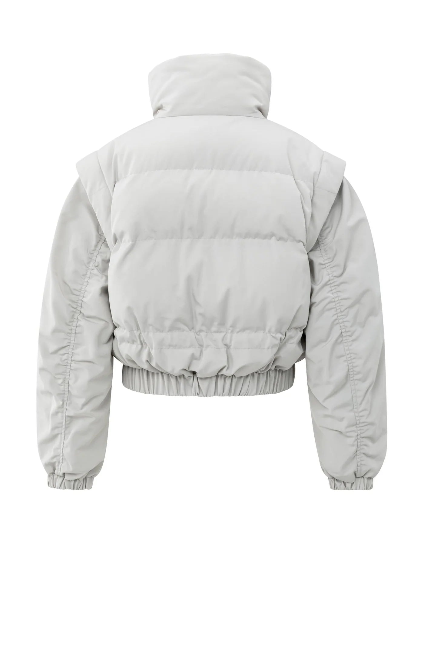 Oversized Crop Nylon Jacket with Detachable Sleeves - Cloud Grey