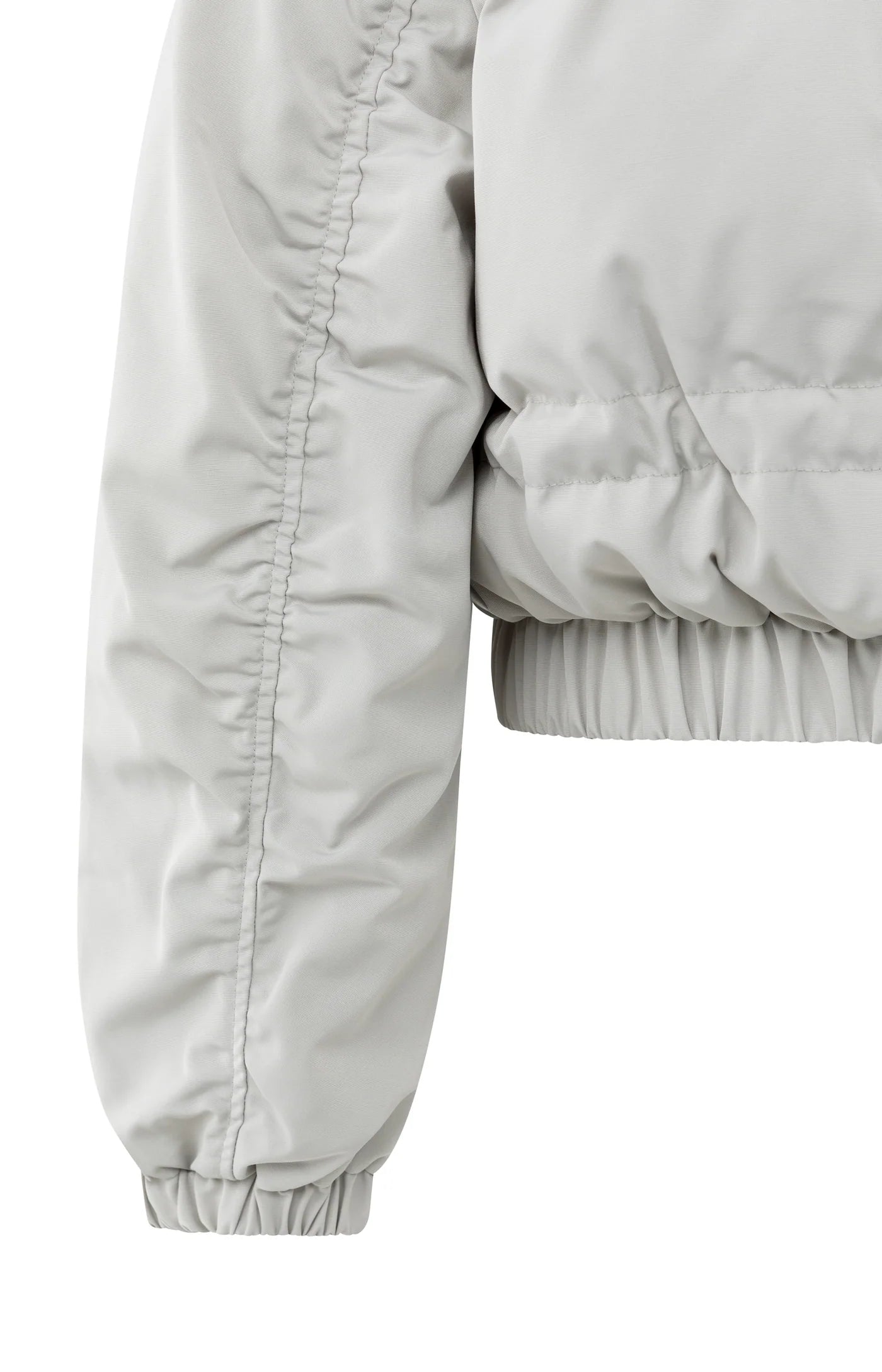 Oversized Crop Nylon Jacket with Detachable Sleeves - Cloud Grey