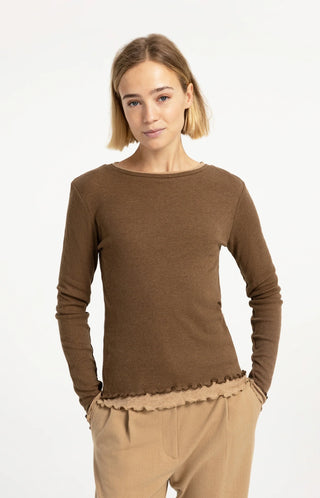 Double layer top with ruffles and long sleeves