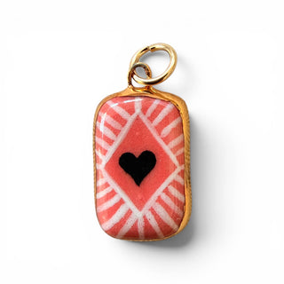 Shining Heart Diamond Charm : Hot Pink + Black Heart