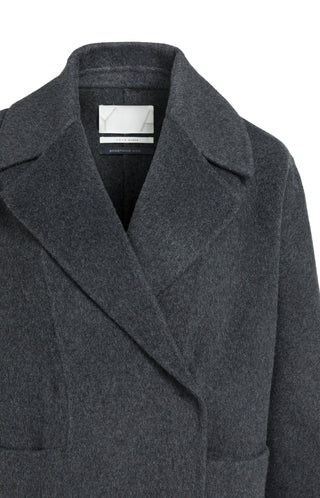 Extra long wool blend coat with oversized fit - Hole Black Melange