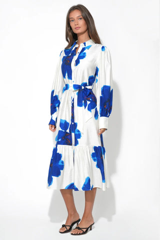 Mila Button Up Printed Floral Midi Dress
