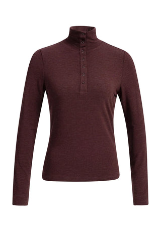 Fitted Top with High Neck and Pressed Buttons