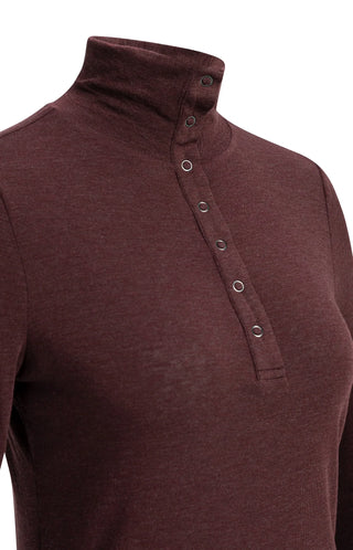 Fitted Top with High Neck and Pressed Buttons