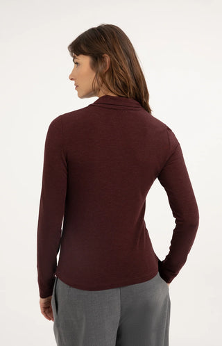 Fitted Top with High Neck and Pressed Buttons